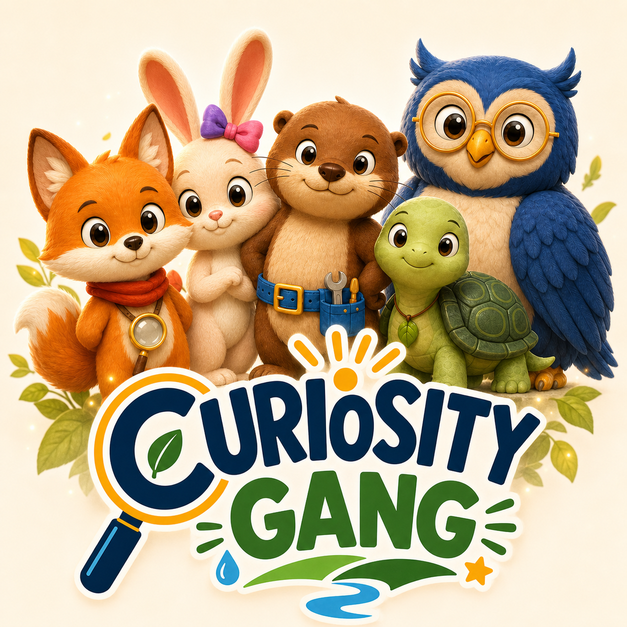 Finn, Poppy, Otto, Tilda und Professor Huhu als Curiosity Gang